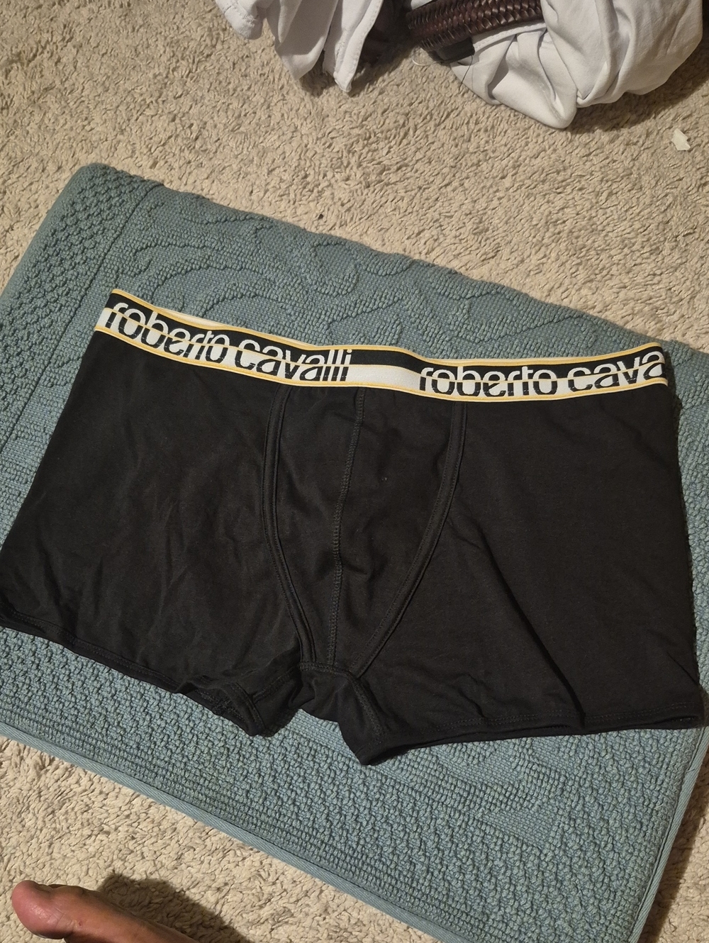 Roberto Cavalli Black Boxer Briefs with Branded Gold-Trim Waistband